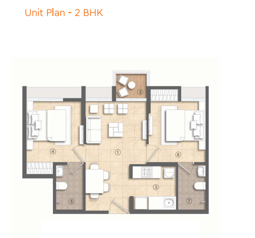 Crown Kolshet Thane 2BHK Plan